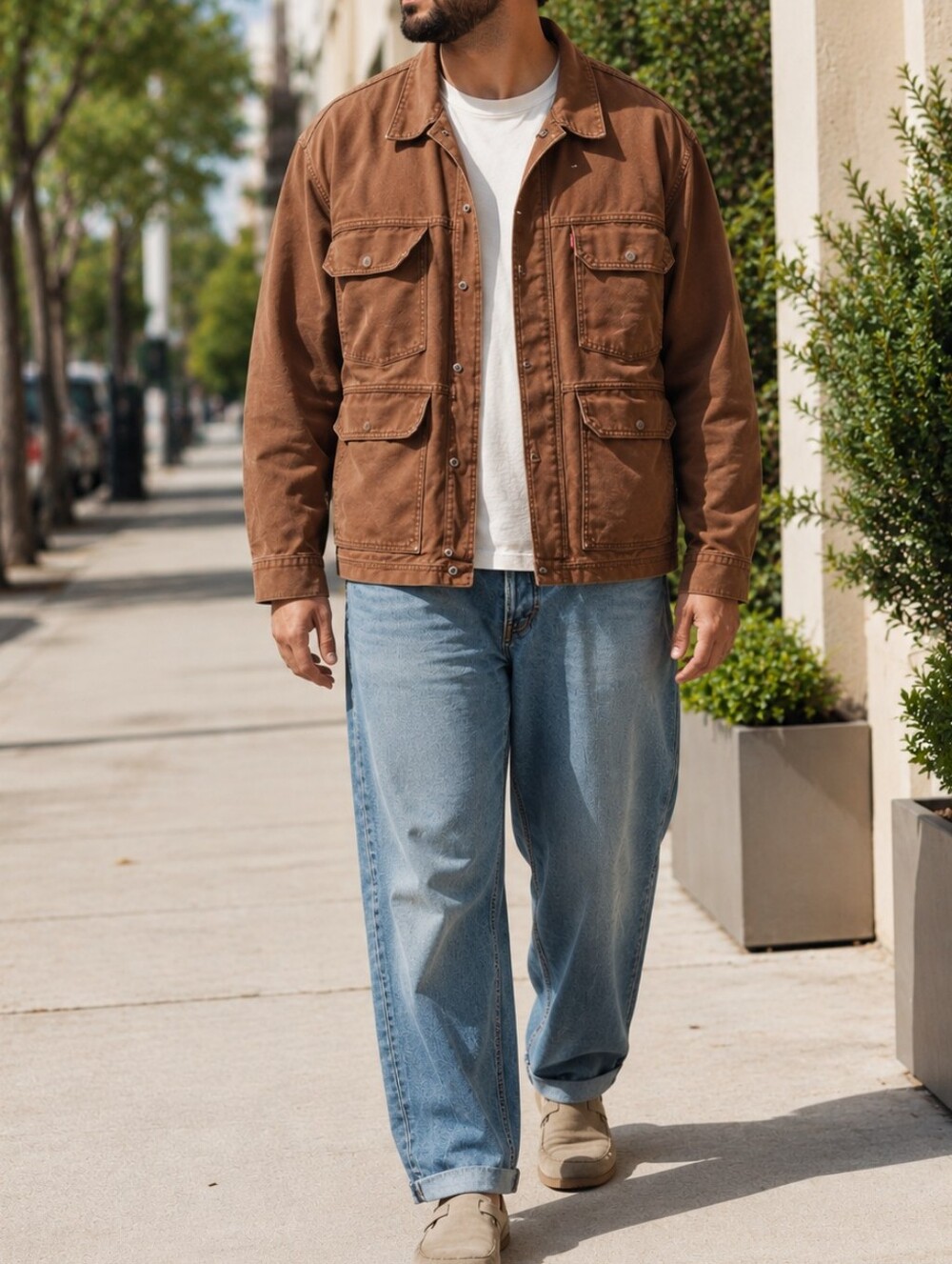 NWT Levi's Men's Brown Canvas Field Jacket Utility Chore Coat 100% Cotton Button